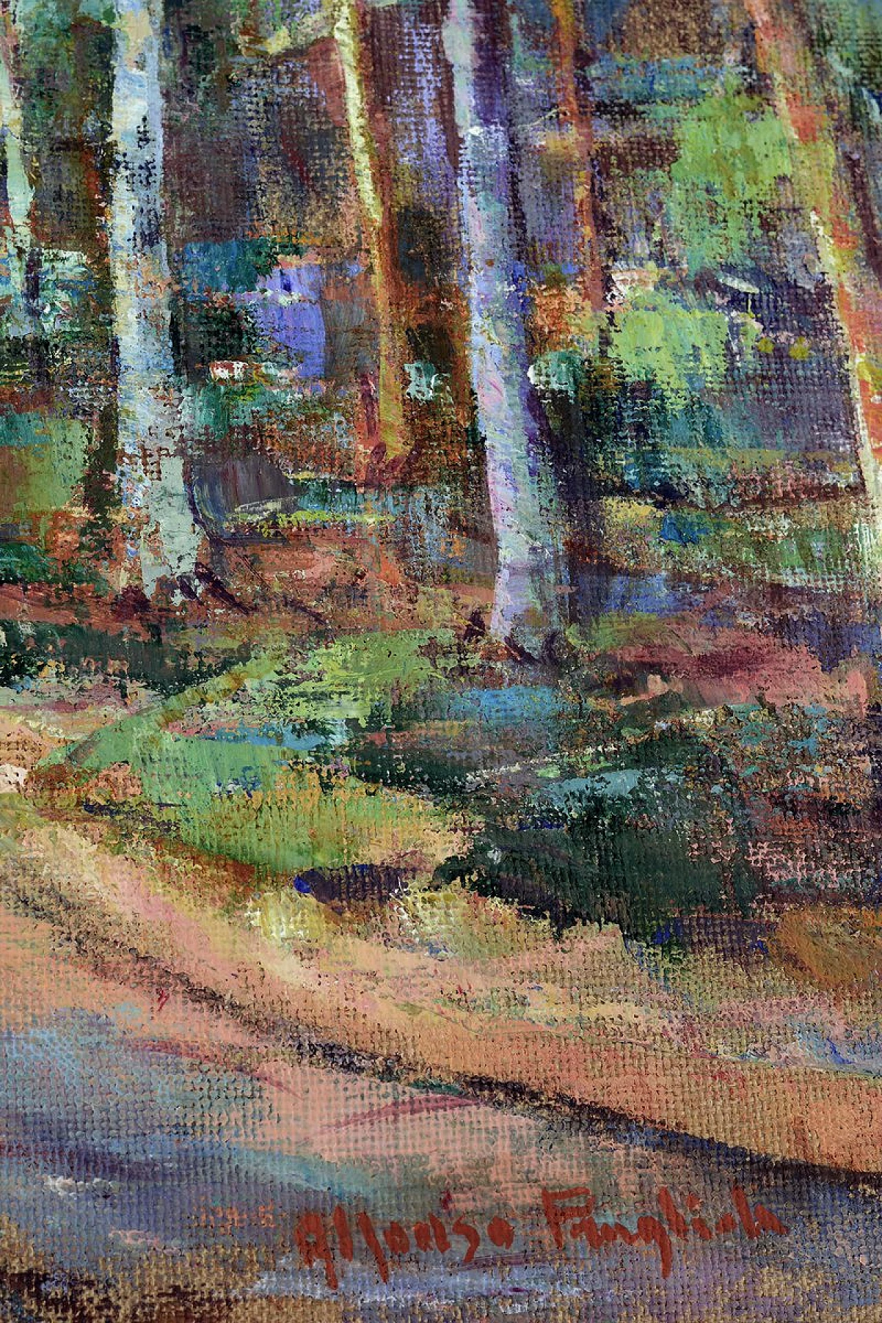 Paesaggio di Alfonso Pragliola, pittura mista su tela, anni 2000 4