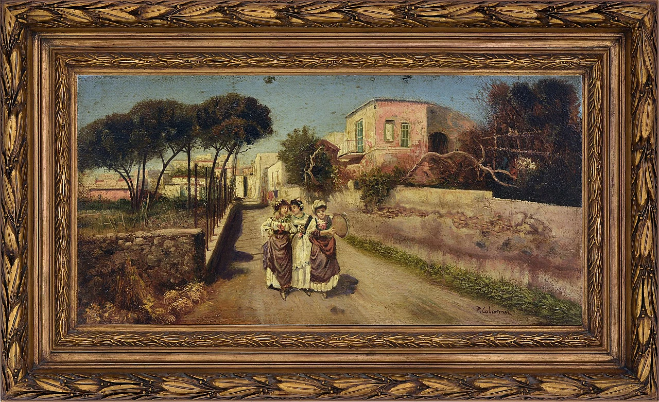 Scena di campagna di Pietro Colonna, olio su tela, anni '90 1