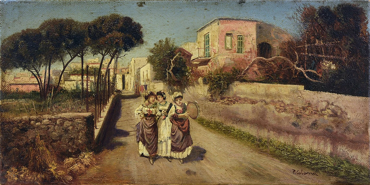 Scena di campagna di Pietro Colonna, olio su tela, anni '90 3