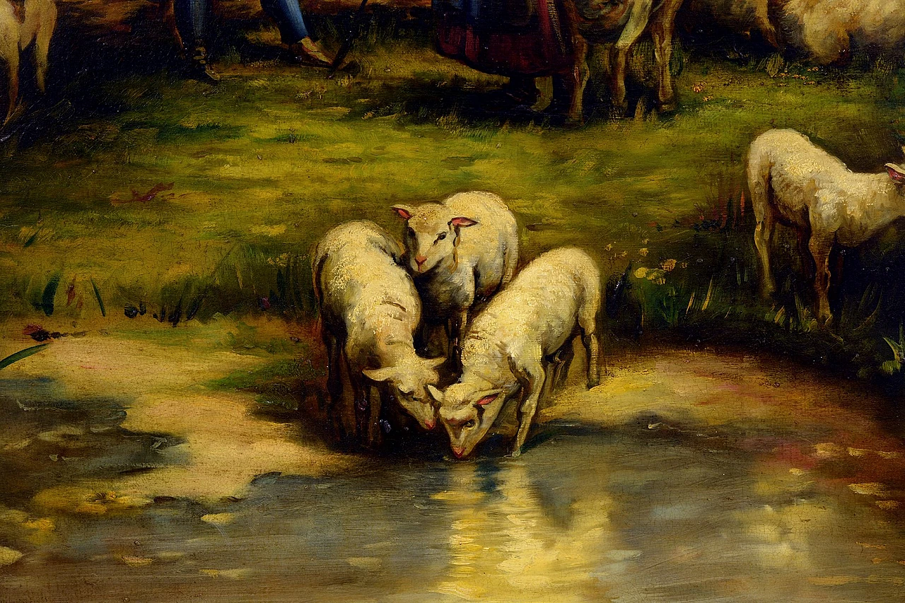 Paesaggio, Scena di N. Rubino, olio su tela, anni '80 2