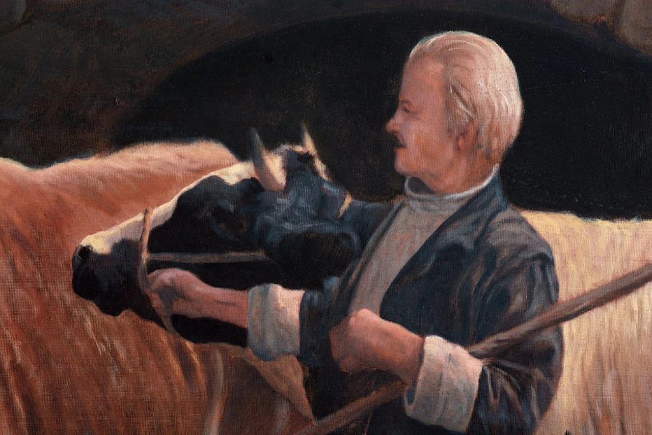 Nella stalla di Armando Romano, olio su tela, anni '80 4