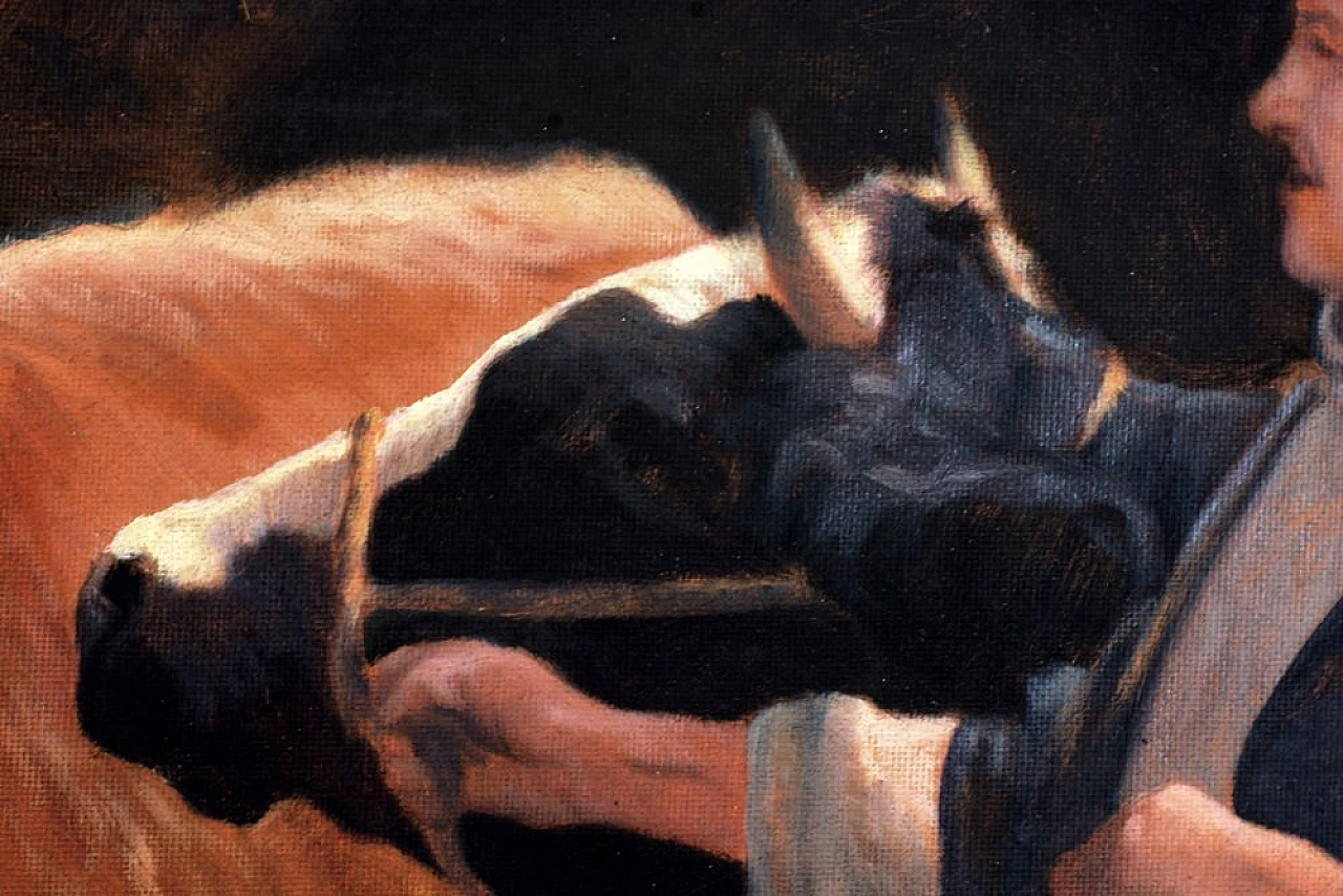 Nella stalla di Armando Romano, olio su tela, anni '80 7