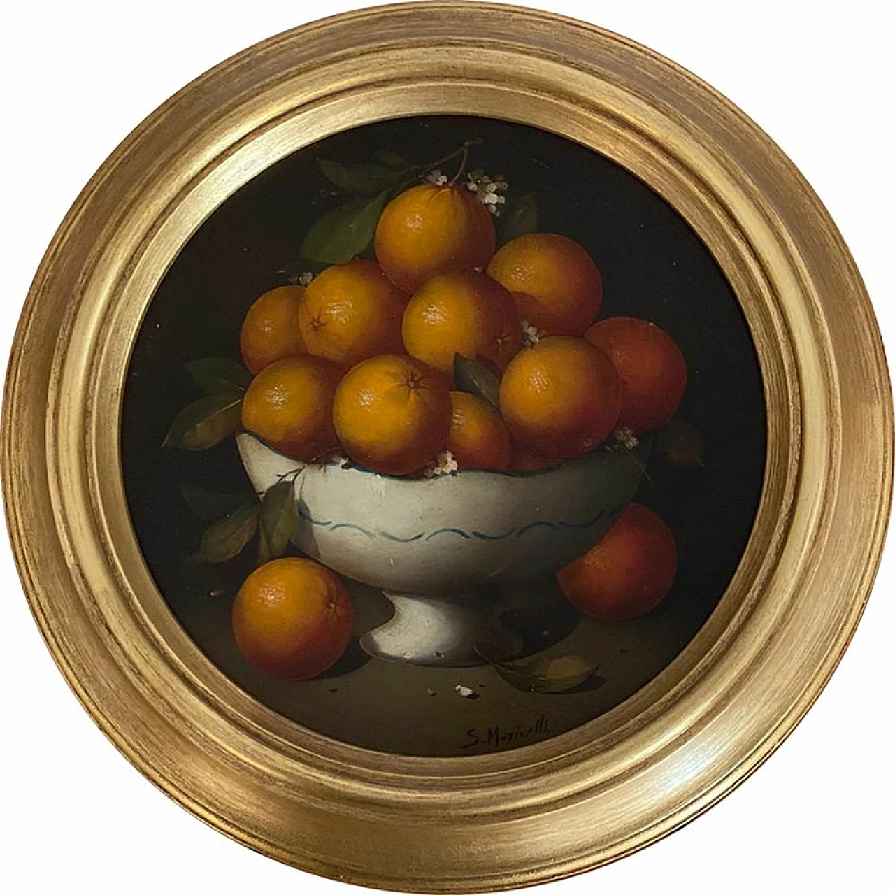 Cesto con arance di Salvatore Marinelli, olio su tela, anni 2000 1