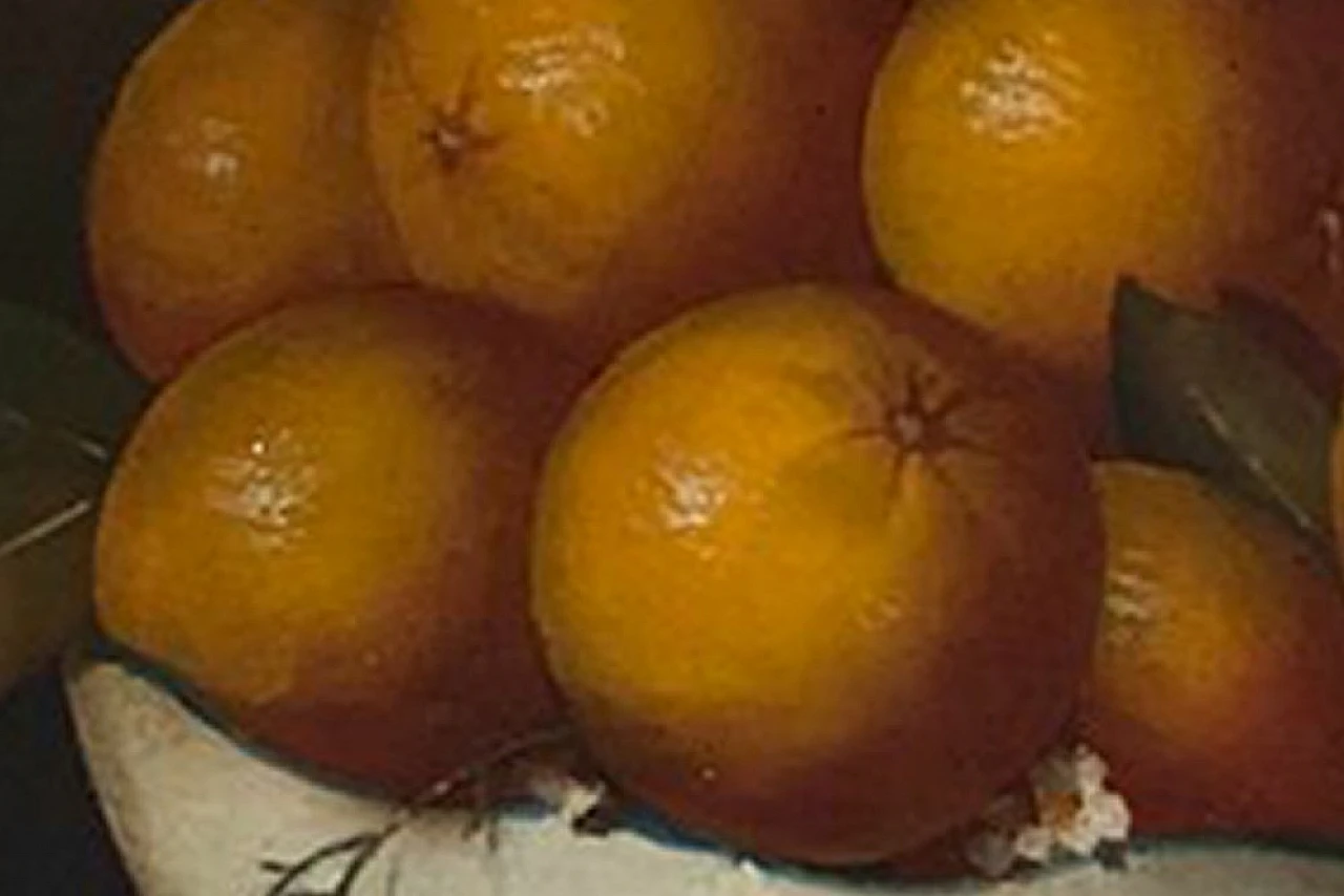 Cesto con arance di Salvatore Marinelli, olio su tela, anni 2000 3