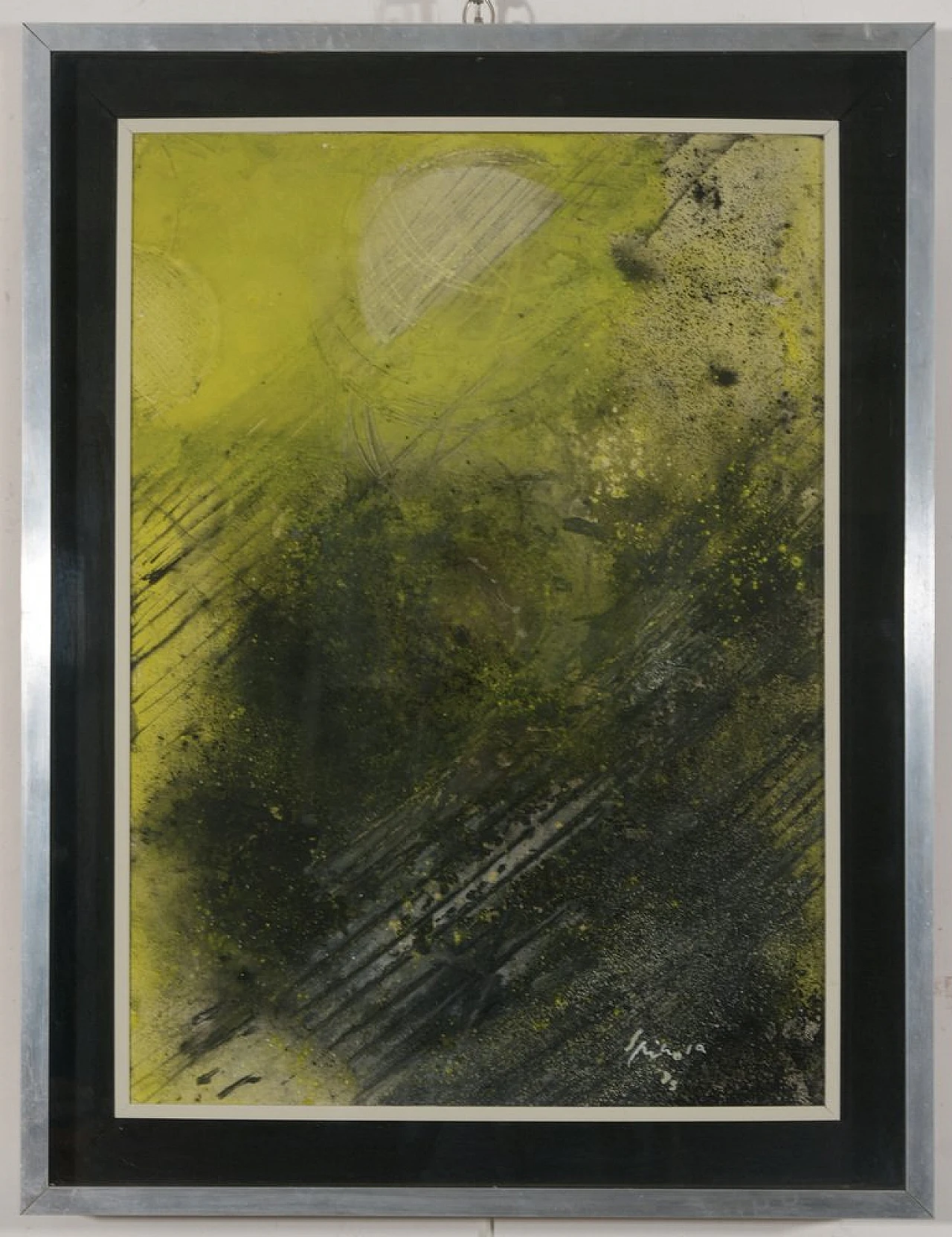 Notte di Domenico Spinosa, olio su tela con cornice, anni '70 1