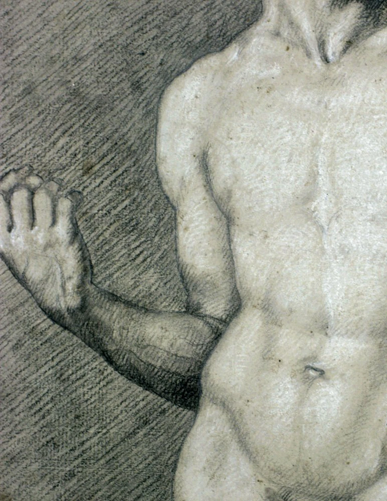 Study of a male nude, charcoal and pencil on paper, early 19th century 3