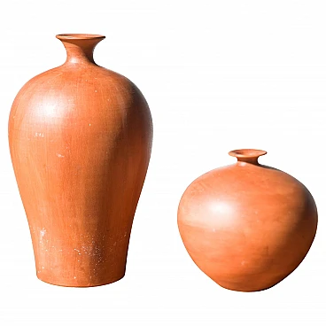 Pair of terracotta vases, 1980s