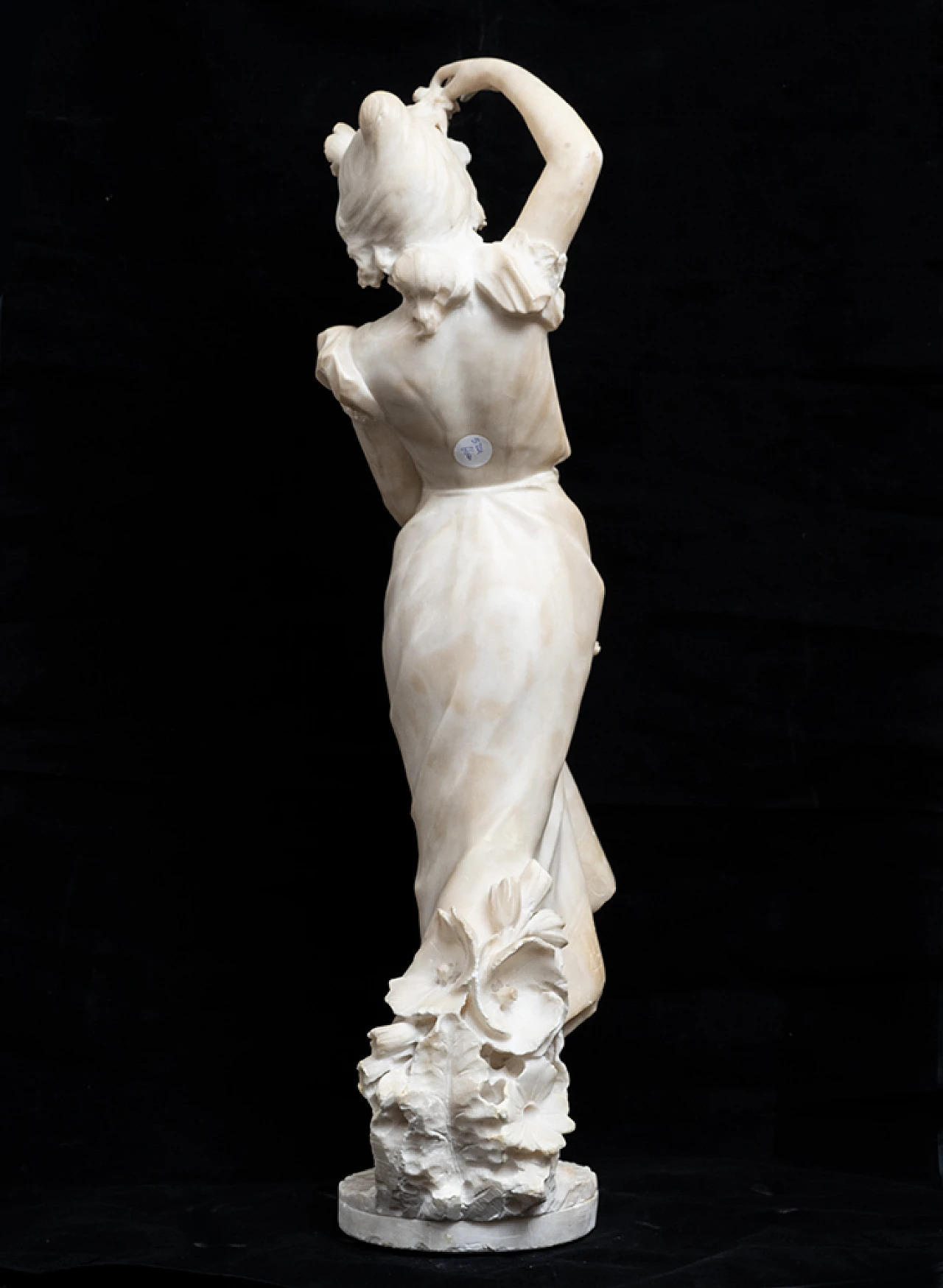 Scultura di donna con fiori Francese in alabastro, '800 6