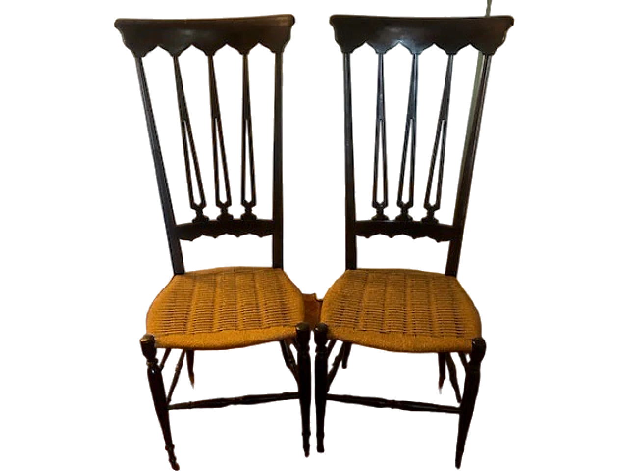 Coppia sedie Chiavarine schienale alto anni 50/60 11