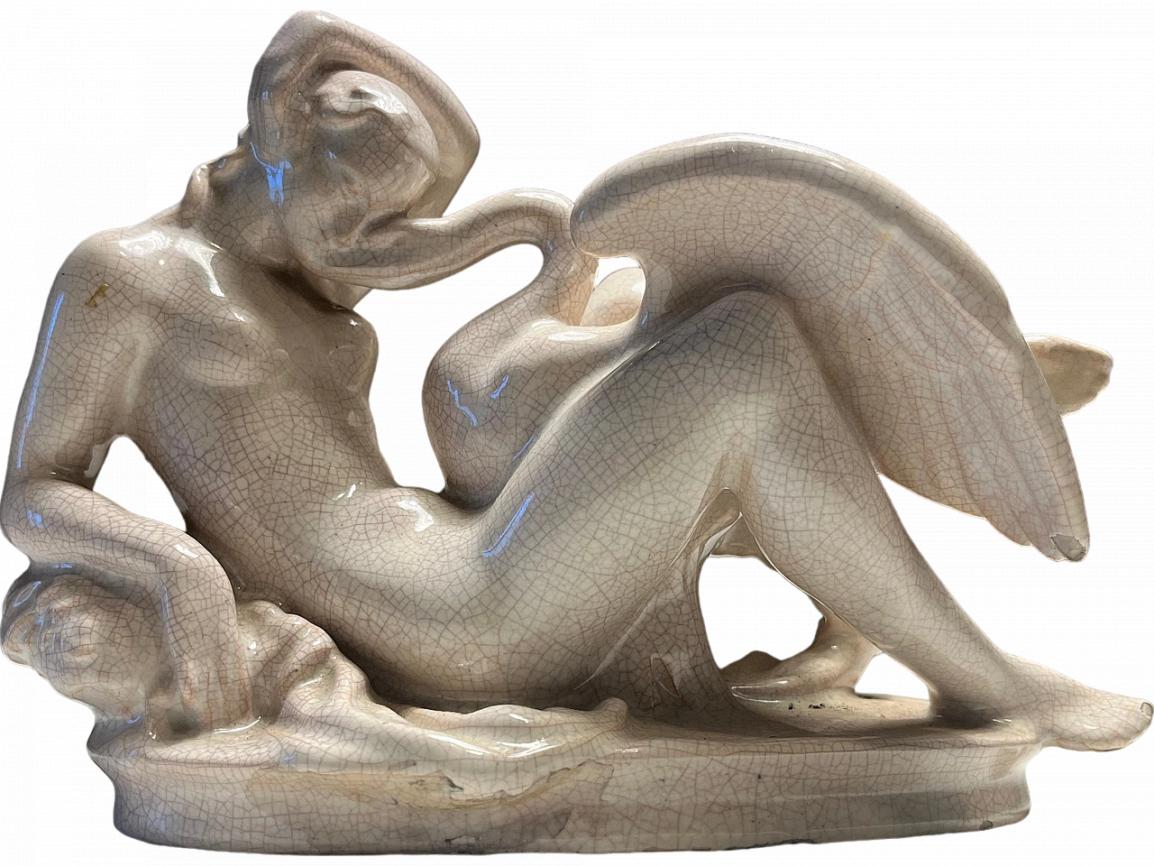 Statua "Leda con Cigno" Ceramica Craquelure 5