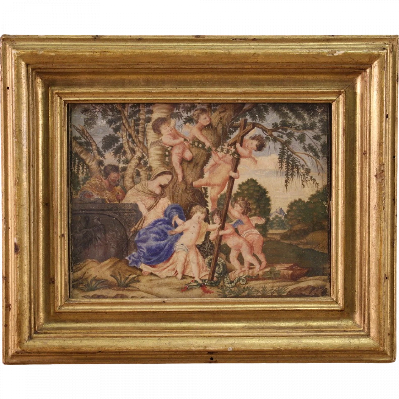 Rare religious painting on parchment from the 17th century 16