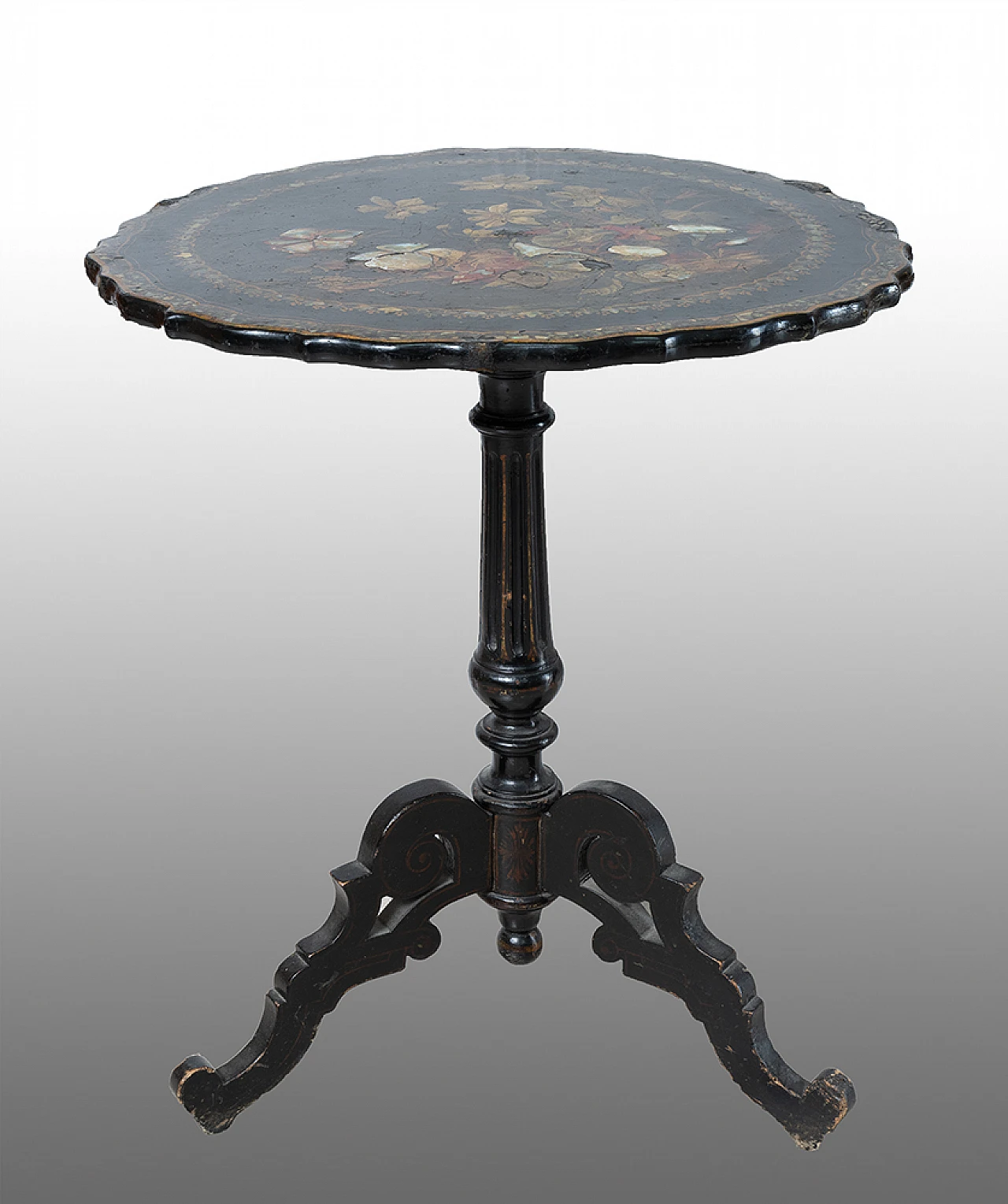 Tavolino  Napoleone III in legno con intarsi in madreperla.'800 1
