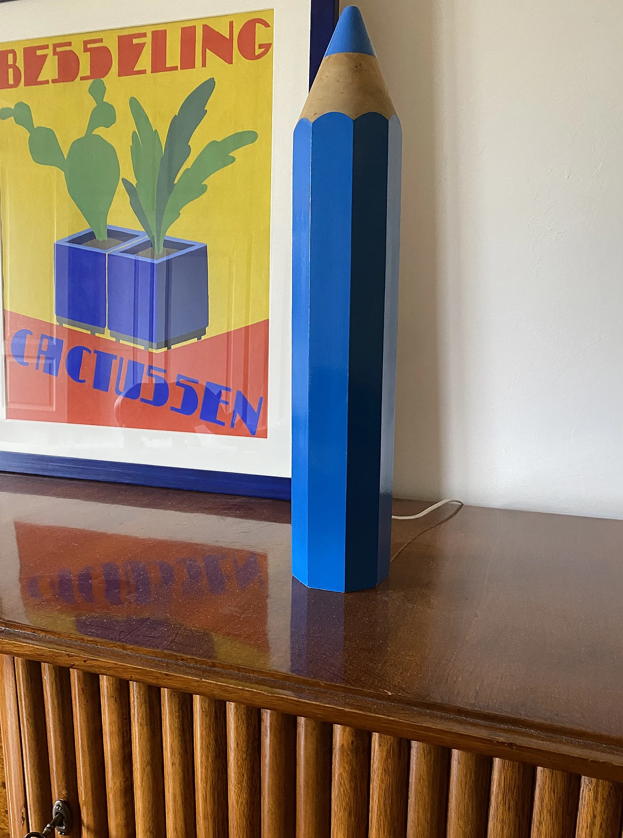 Blue Pencil table lamp by Pierre Sala, Ed. Vilac, 1980s 5