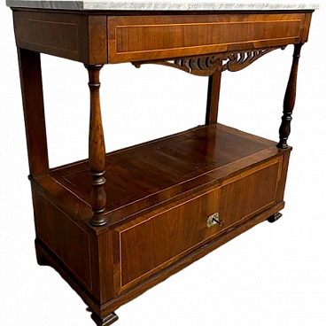 Console in noce e marmo bardiglio Carlo X, 1840