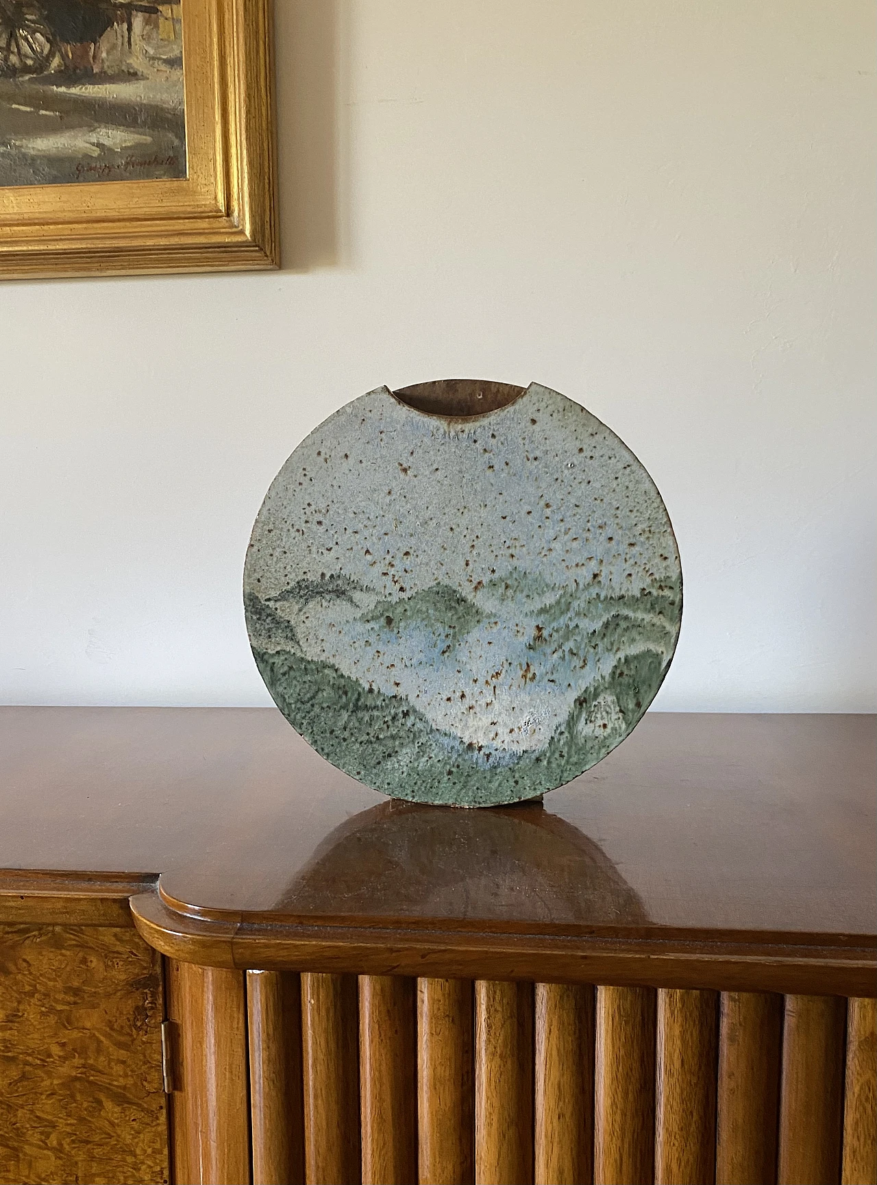 Green ceramic solifleur vase by Pierre Devie, 1950s 3