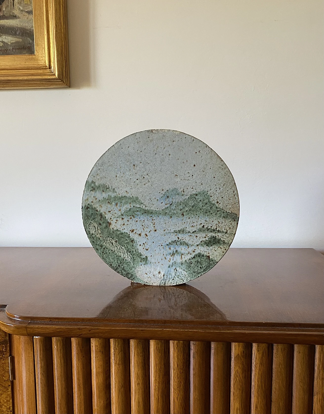 Green ceramic solifleur vase by Pierre Devie, 1950s 4