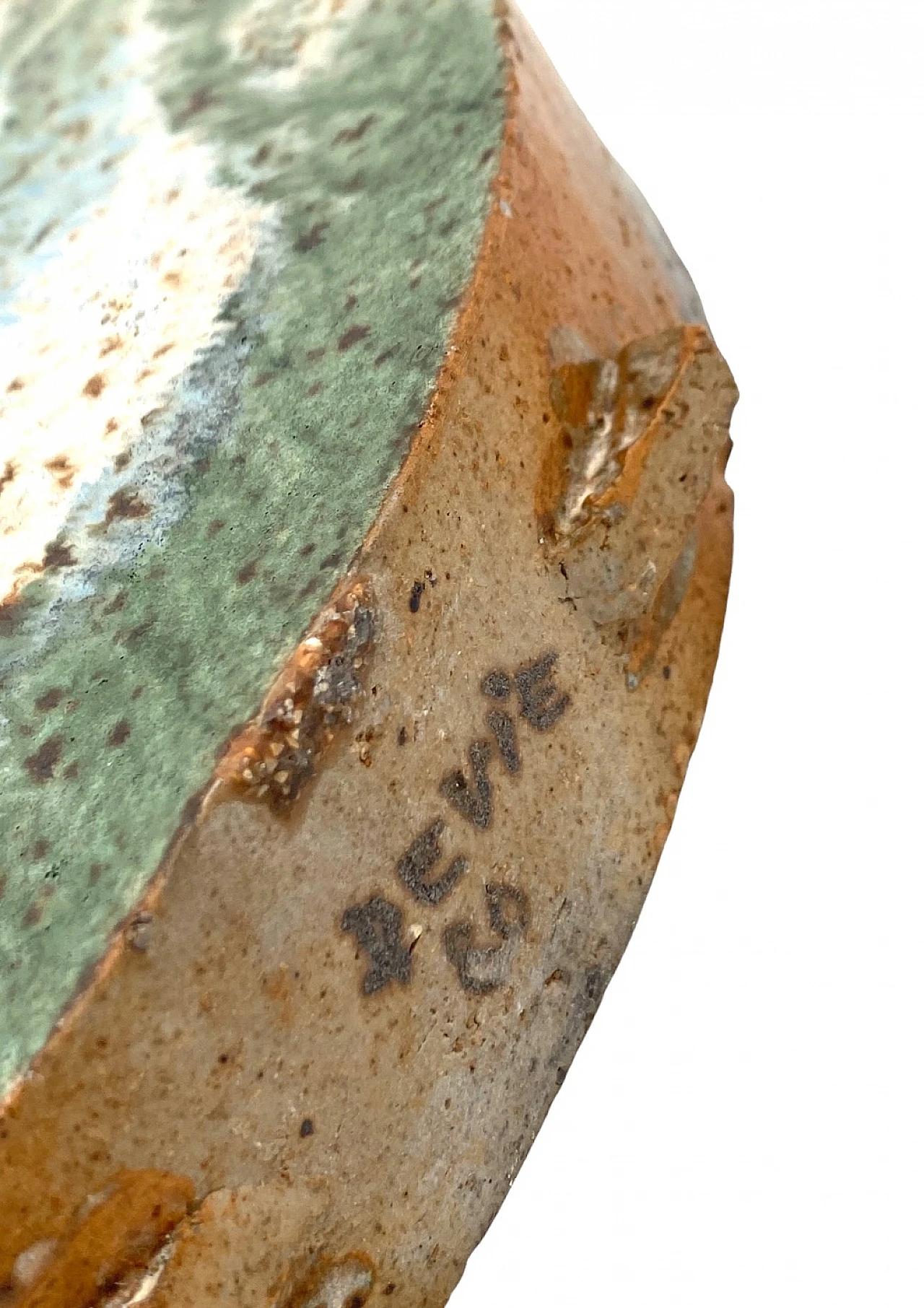 Green ceramic solifleur vase by Pierre Devie, 1950s 12