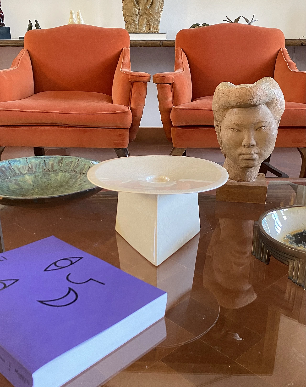 Vide poche in ceramica craquele bianca leDuc, Francia, anni '70 2