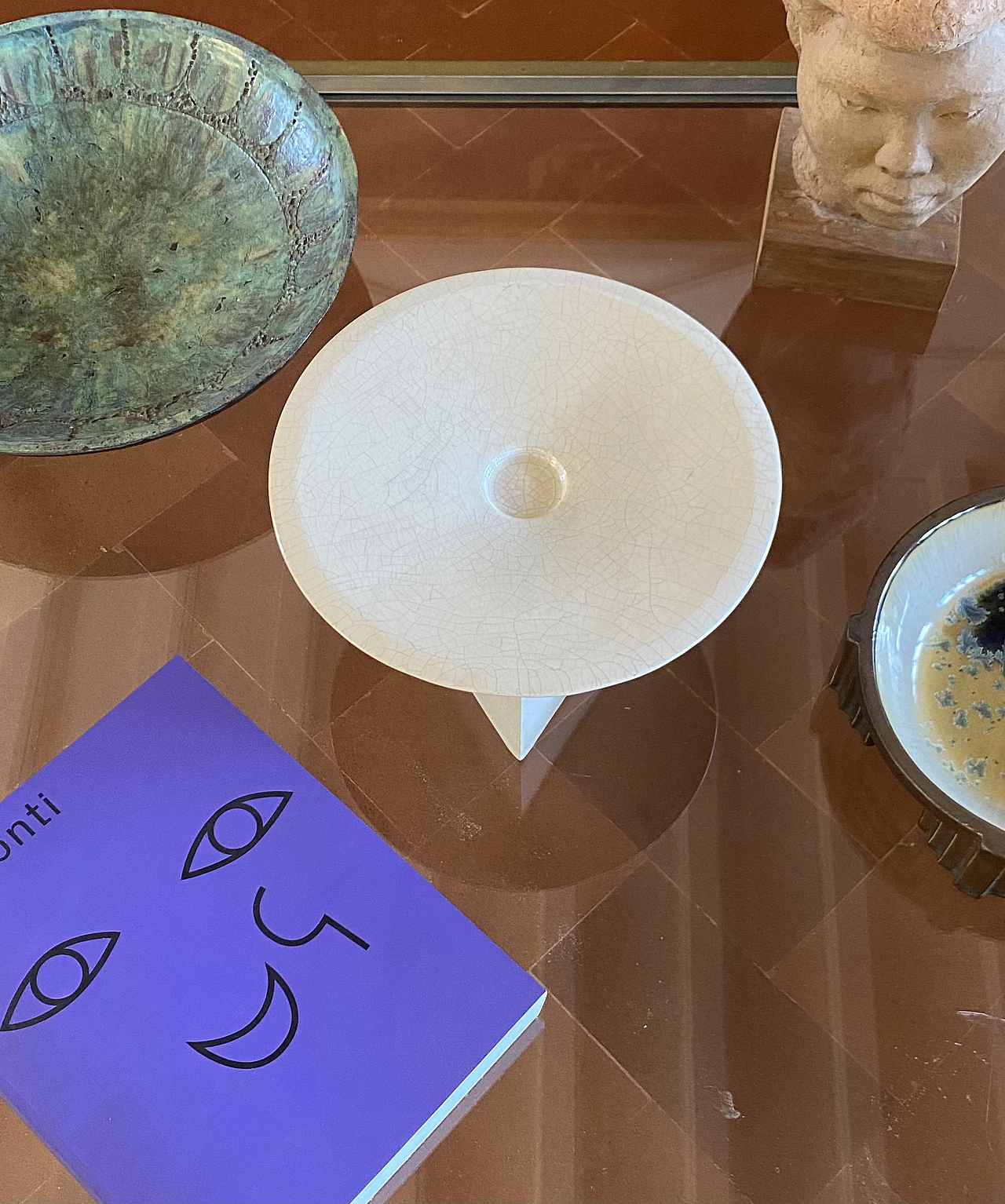 Vide poche in ceramica craquele bianca leDuc, Francia, anni '70 4