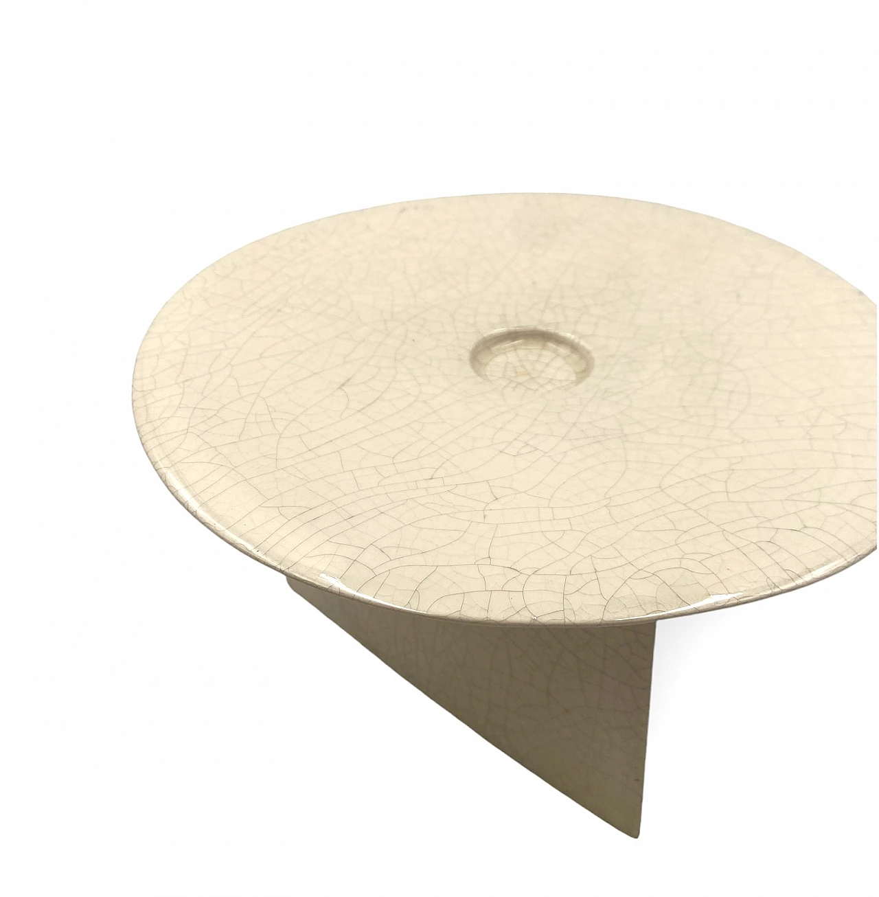 Vide poche in ceramica craquele bianca leDuc, Francia, anni '70 9