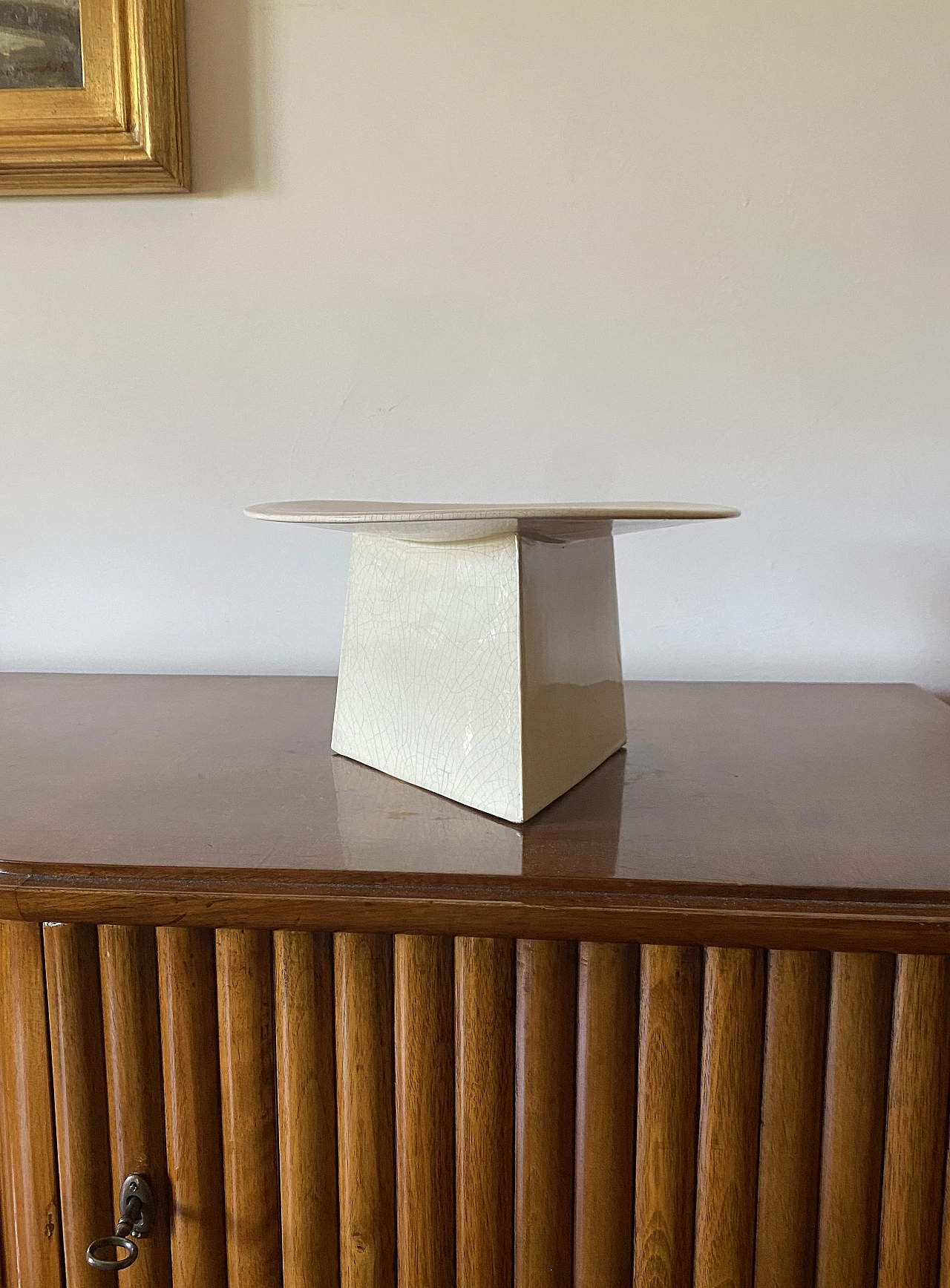 Vide poche in ceramica craquele bianca leDuc, Francia, anni '70 13