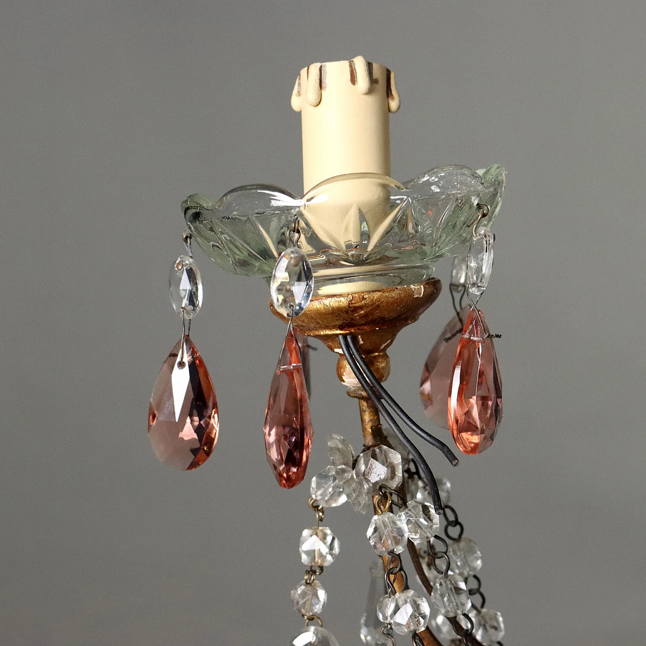 6-Light chandelier in glass with bobeches and painted metal 3