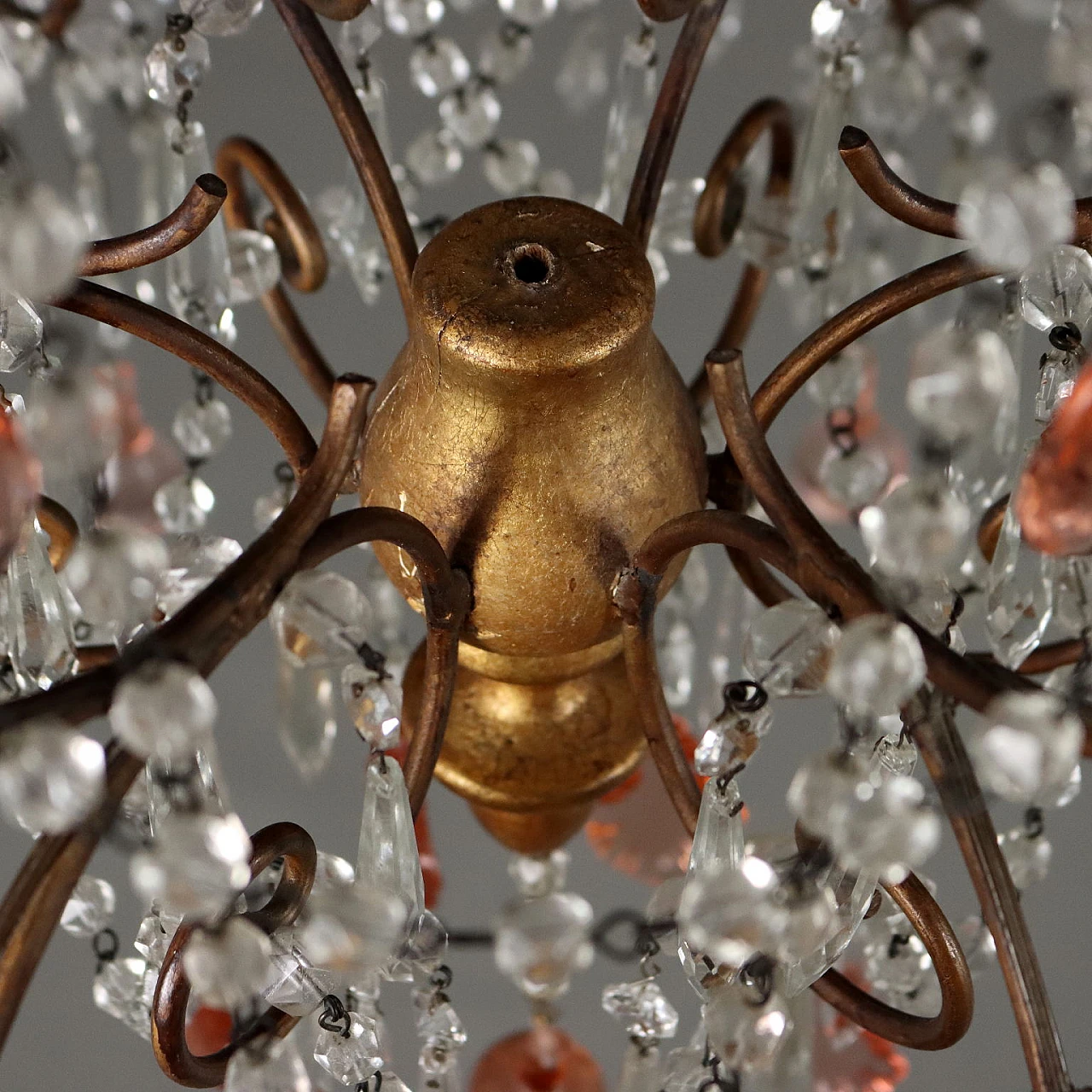 6-Light chandelier in glass with bobeches and painted metal 5