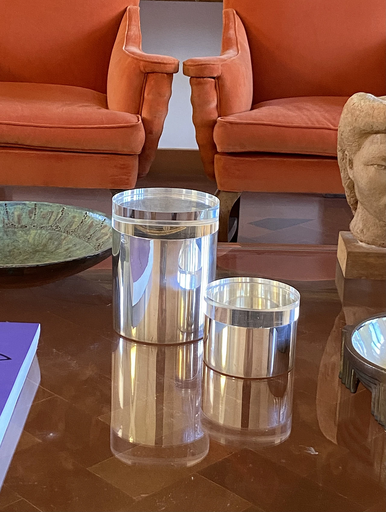 Pair of lucite and silver-plated boxes Mellerio Paris, 70s 3