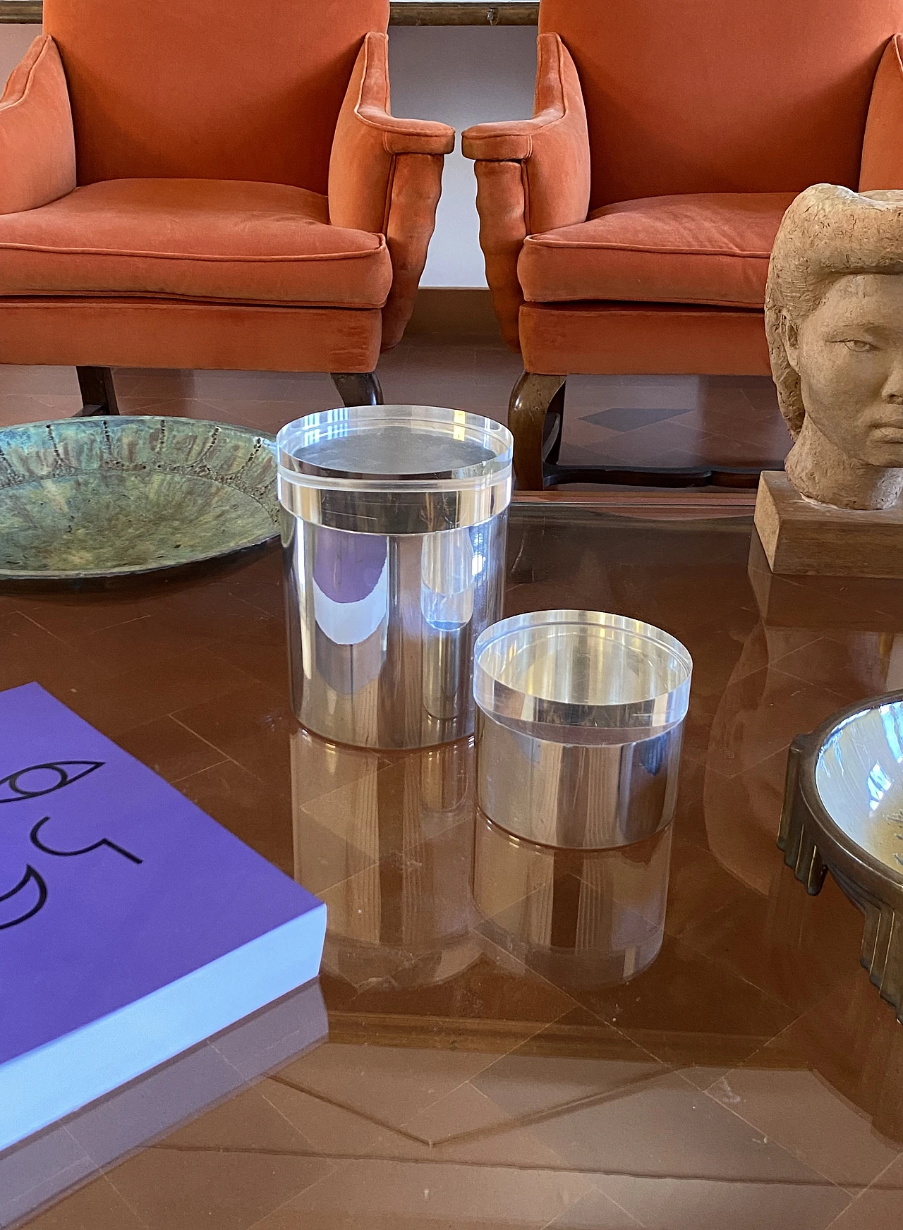 Pair of lucite and silver-plated boxes Mellerio Paris, 70s 5