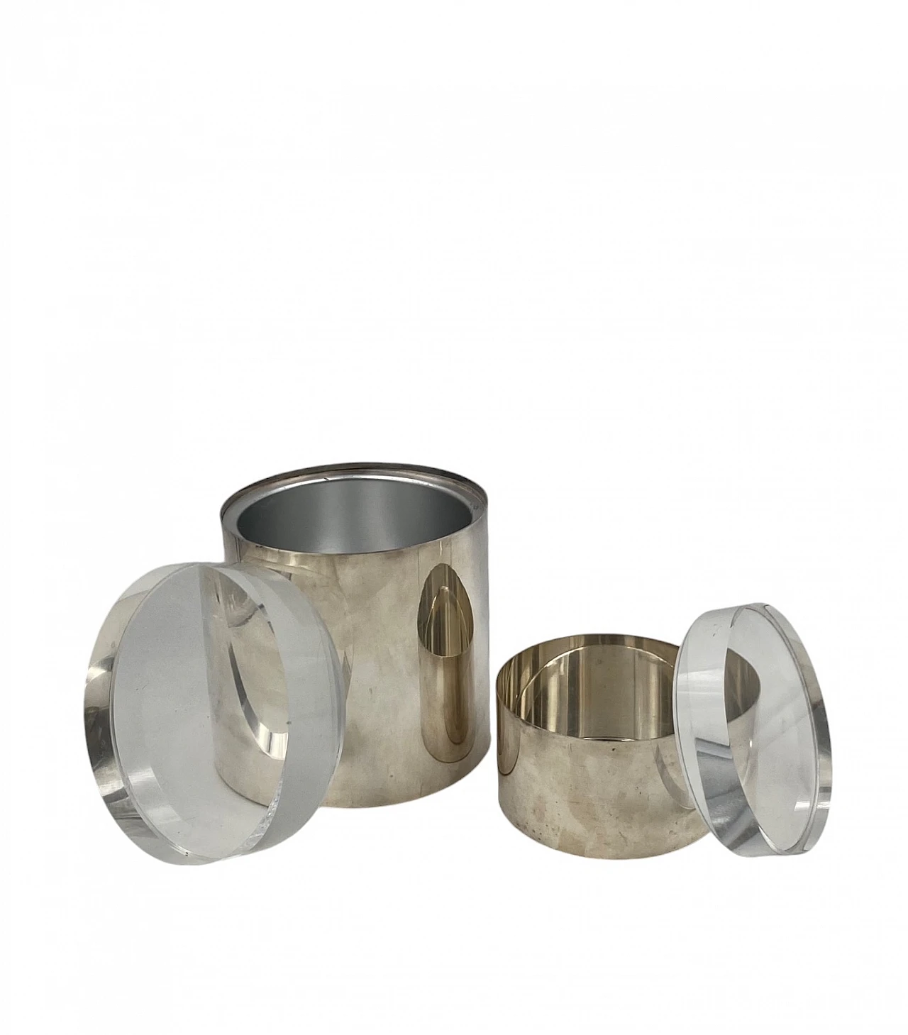 Pair of lucite and silver-plated boxes Mellerio Paris, 70s 13