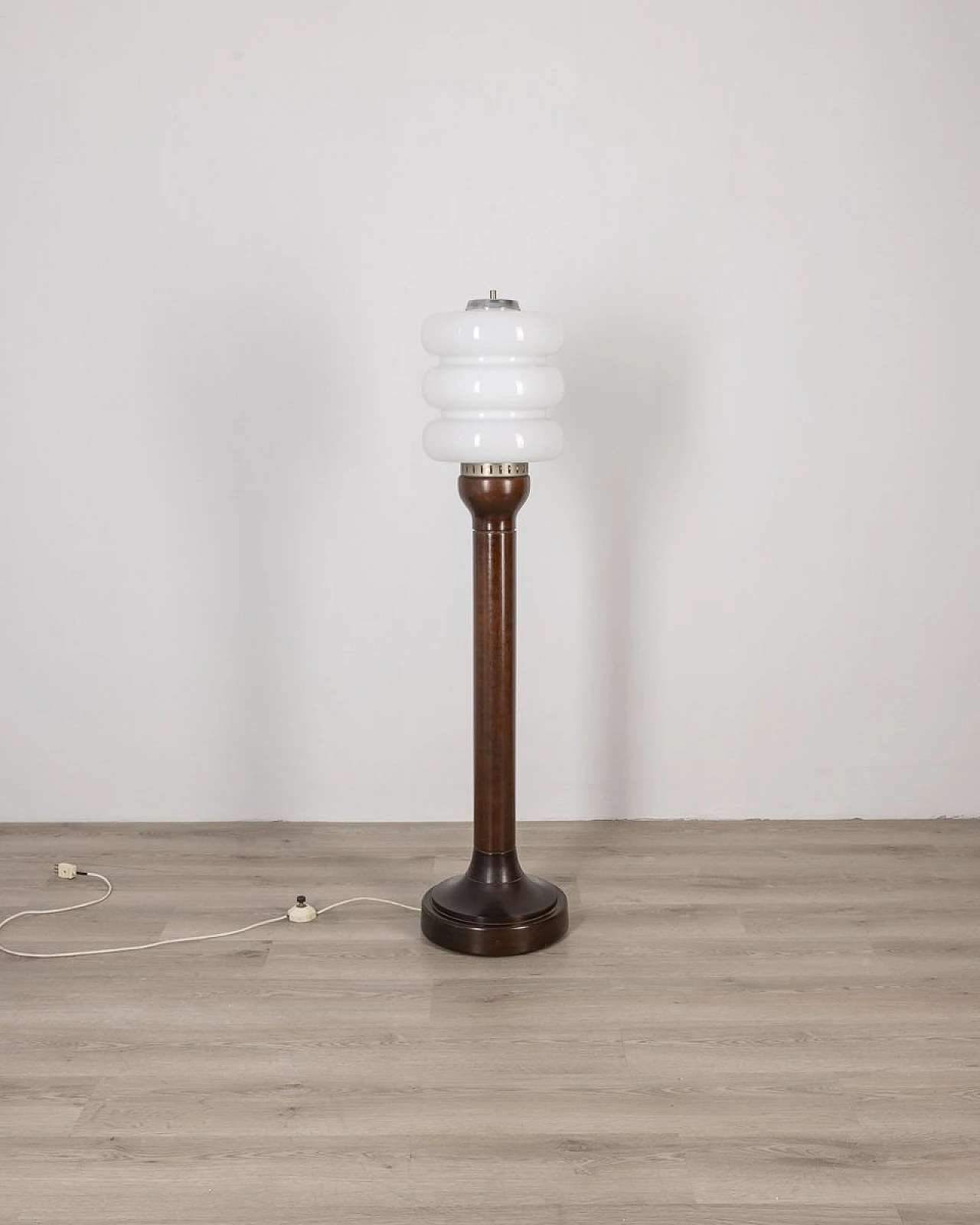 Floor lamp in wood and glass, 1970s 1
