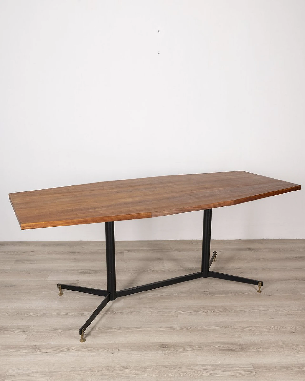 Tavolo vintage in metallo e legno, Italia, anni '60 1