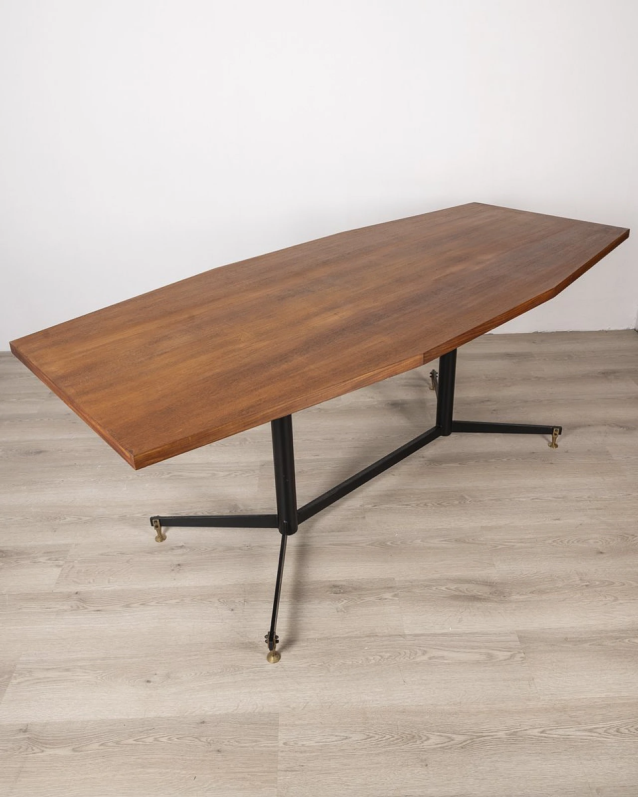Tavolo vintage in metallo e legno, Italia, anni '60 2