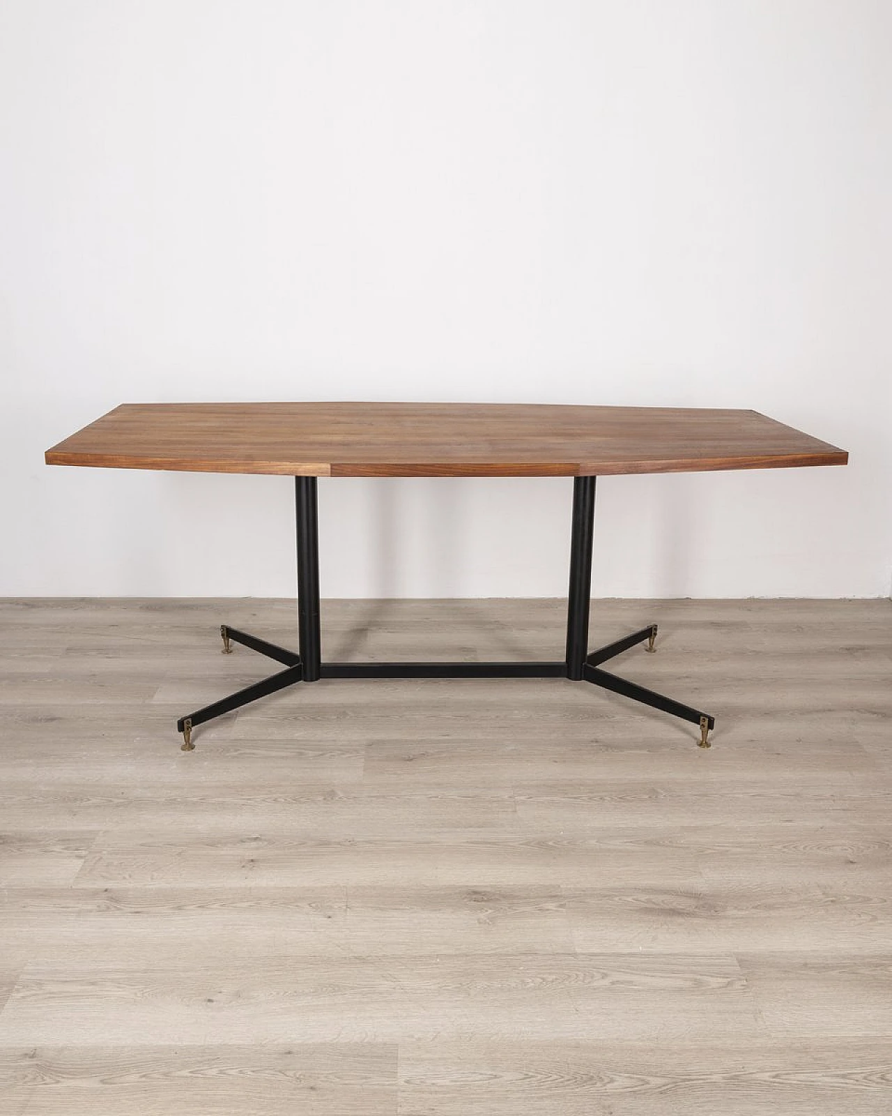 Tavolo vintage in metallo e legno, Italia, anni '60 3