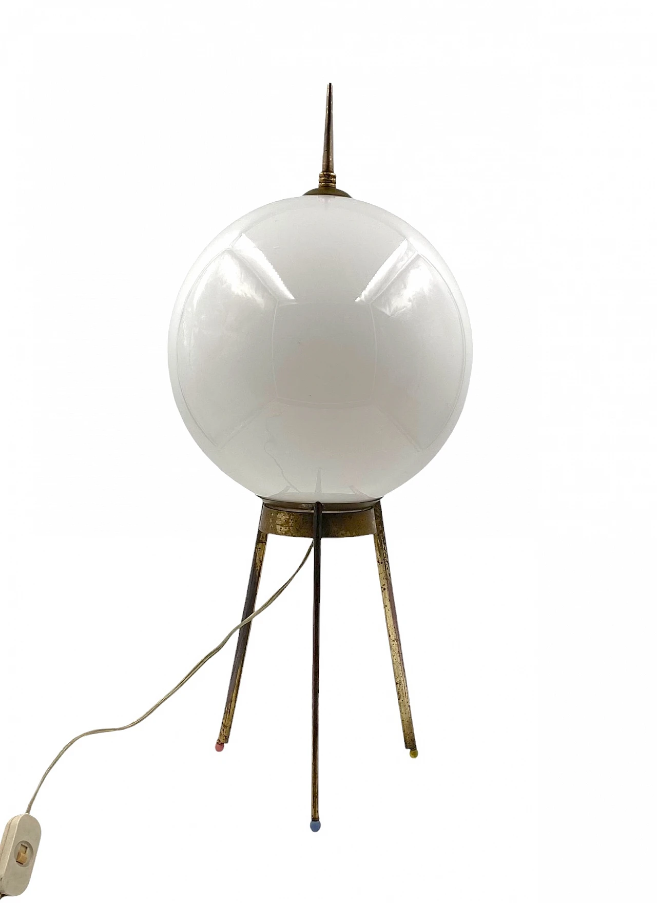 Mid-Century tripod brass table lamp, Lumi Italy 1950s 1