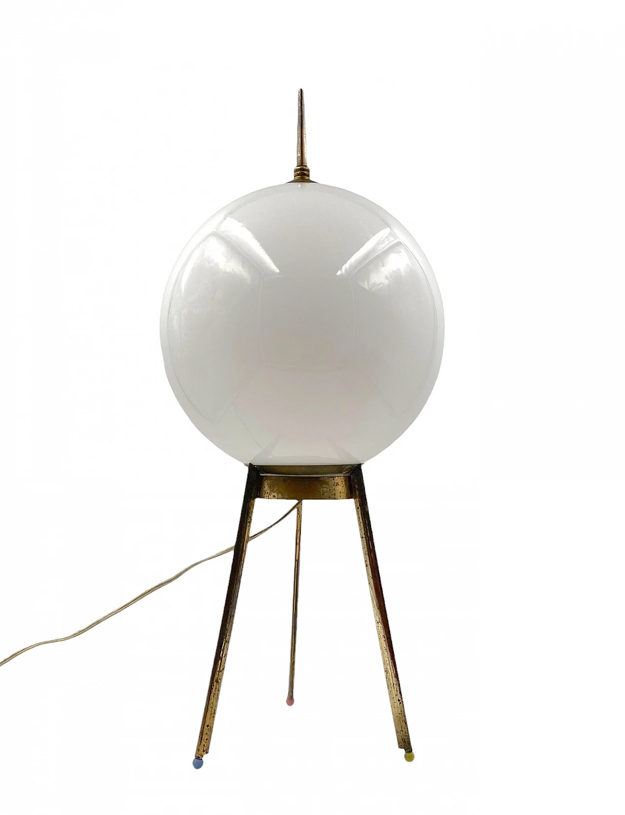 Mid-Century tripod brass table lamp, Lumi Italy 1950s 3