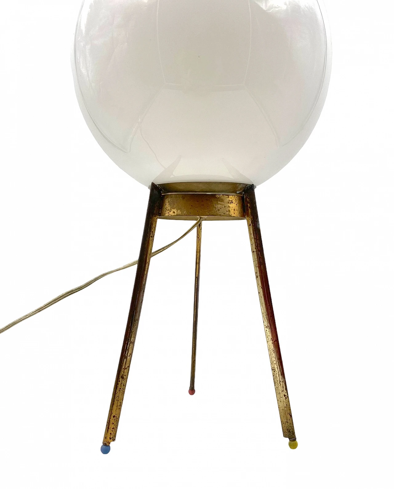 Mid-Century tripod brass table lamp, Lumi Italy 1950s 4