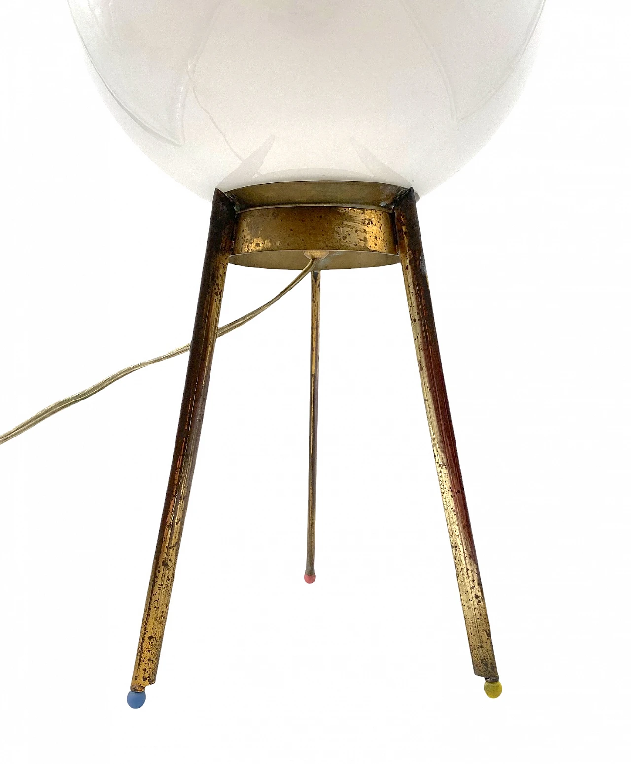 Mid-Century tripod brass table lamp, Lumi Italy 1950s 5