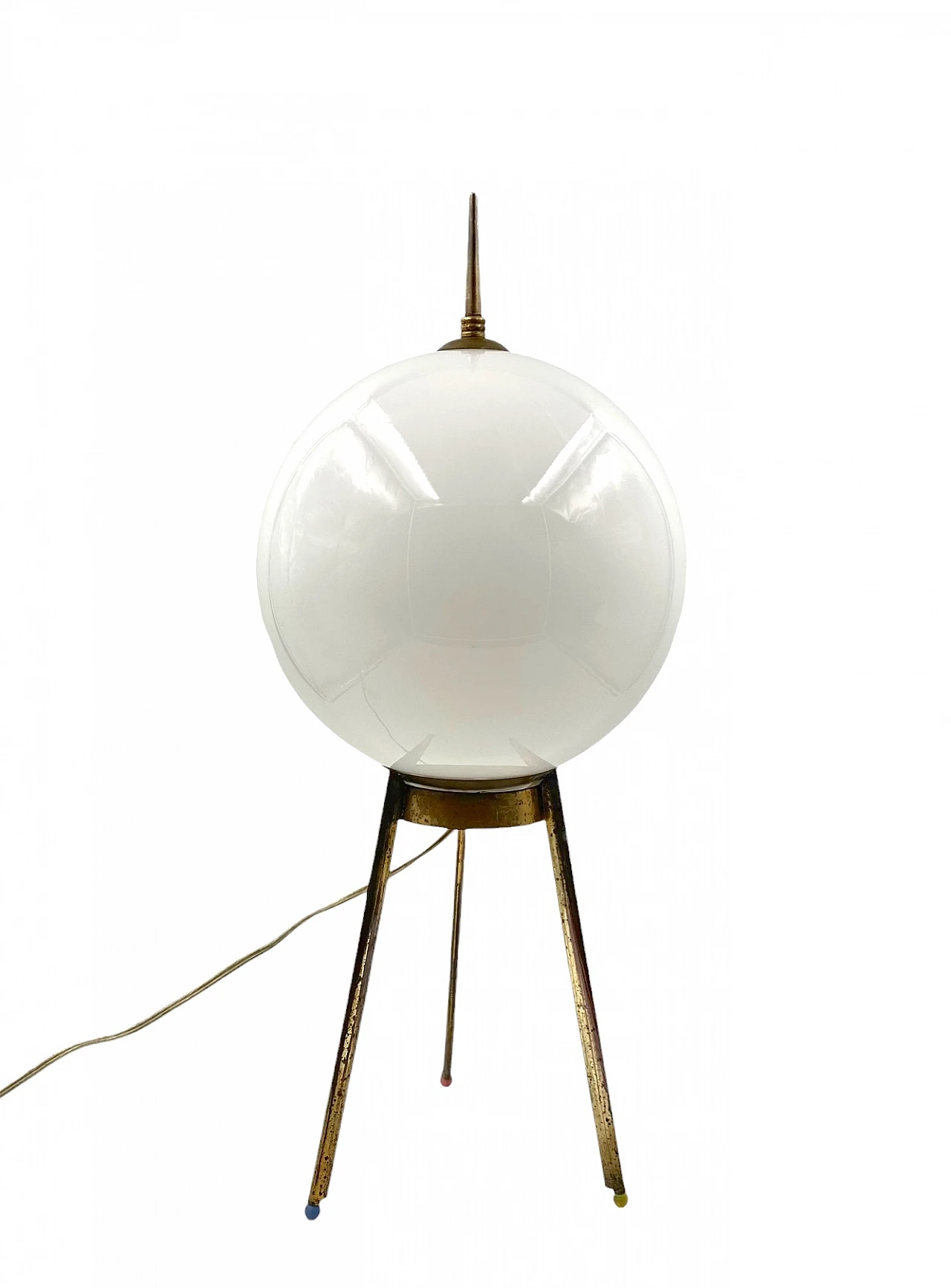Mid-Century tripod brass table lamp, Lumi Italy 1950s 7