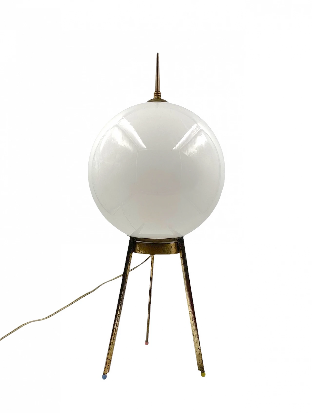 Mid-Century tripod brass table lamp, Lumi Italy 1950s 8