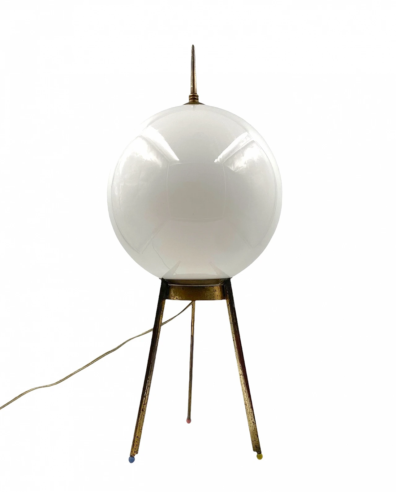 Mid-Century tripod brass table lamp, Lumi Italy 1950s 9