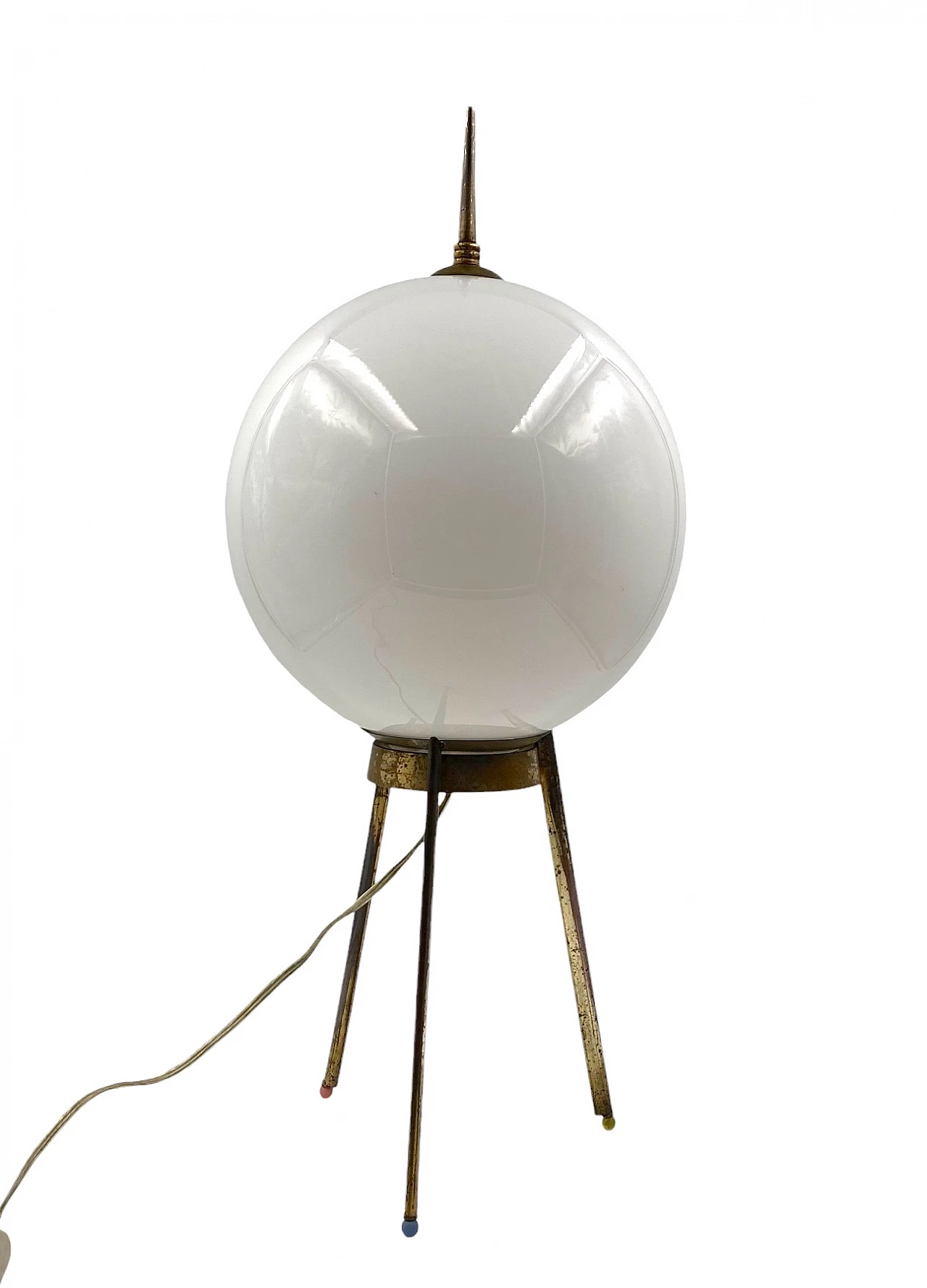 Mid-Century tripod brass table lamp, Lumi Italy 1950s 10