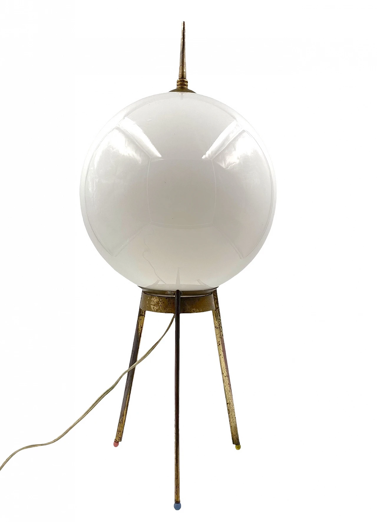 Mid-Century tripod brass table lamp, Lumi Italy 1950s 12