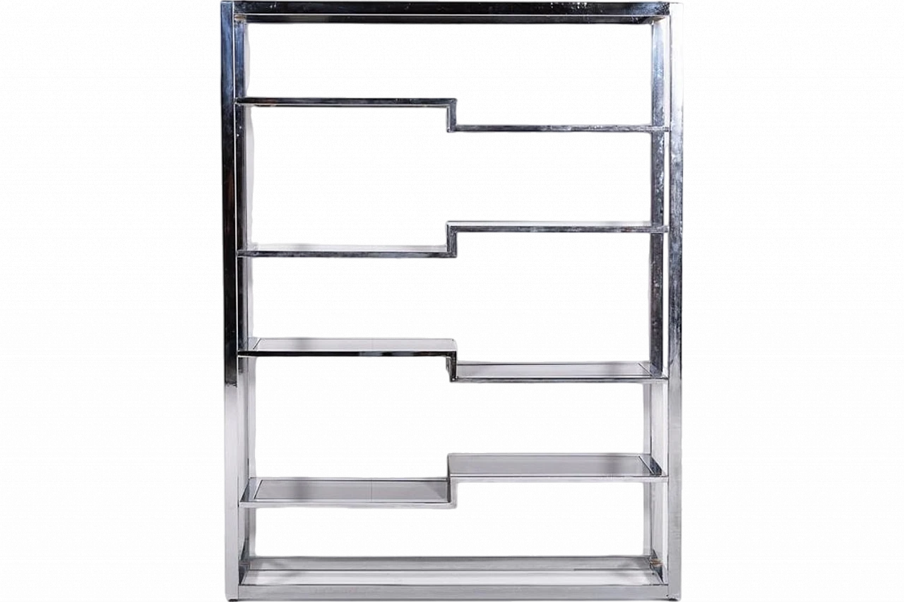 Vintage Italian Chromed Steel Bookcase, 1970s 8