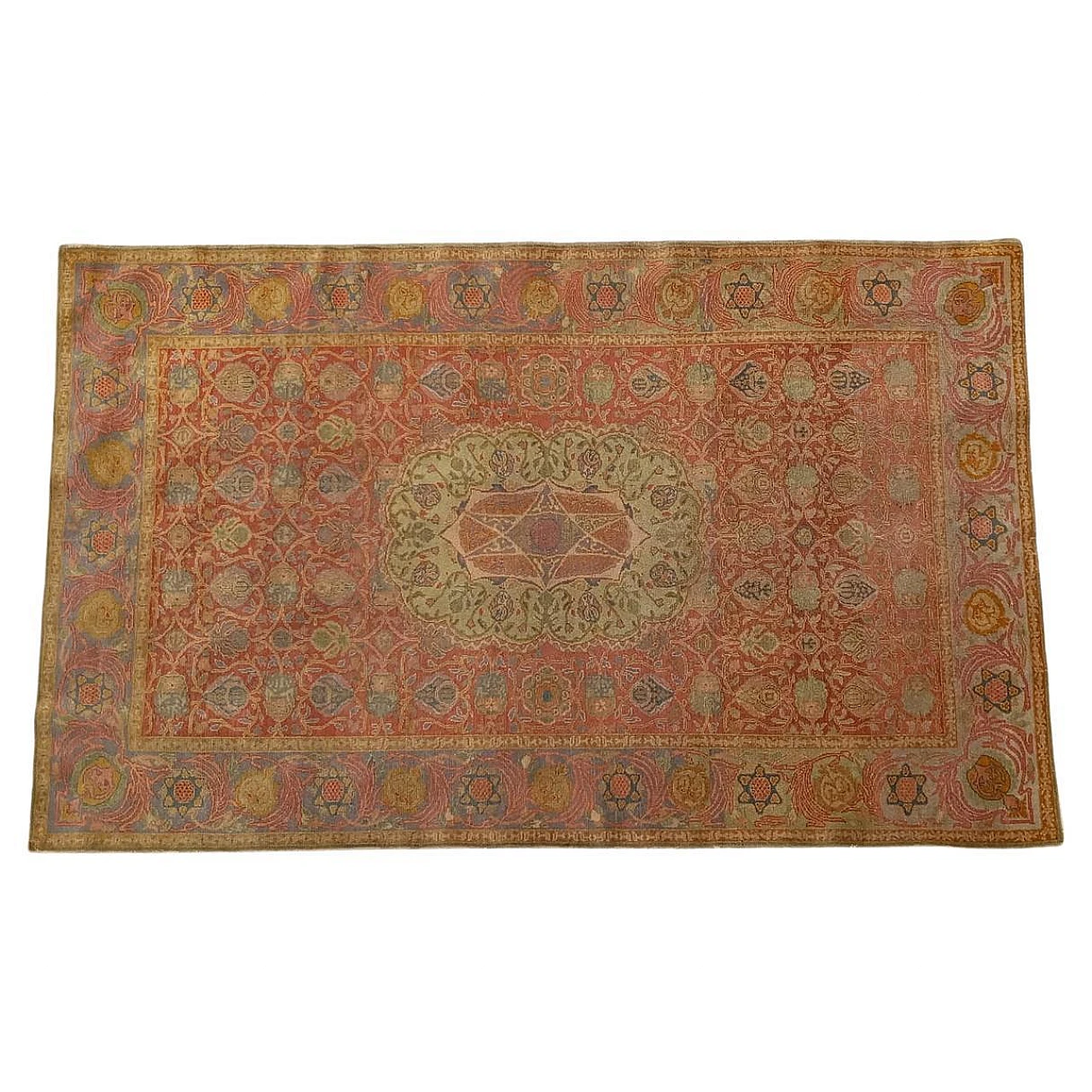 Antique carpet Israeli Bezalel with Jewish symbols 1