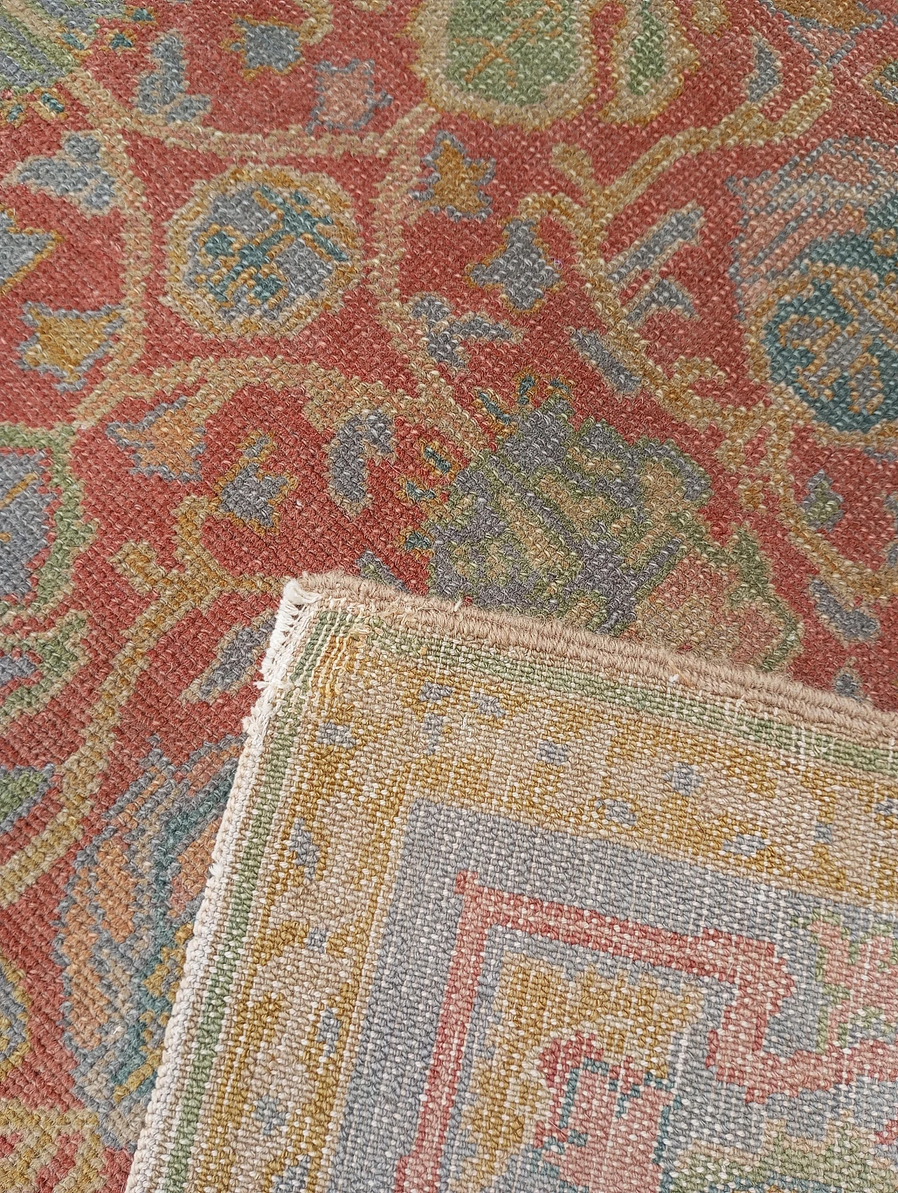 Antique carpet Israeli Bezalel with Jewish symbols 12