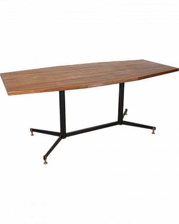 Tavolo vintage in metallo e legno, Italia, anni '60