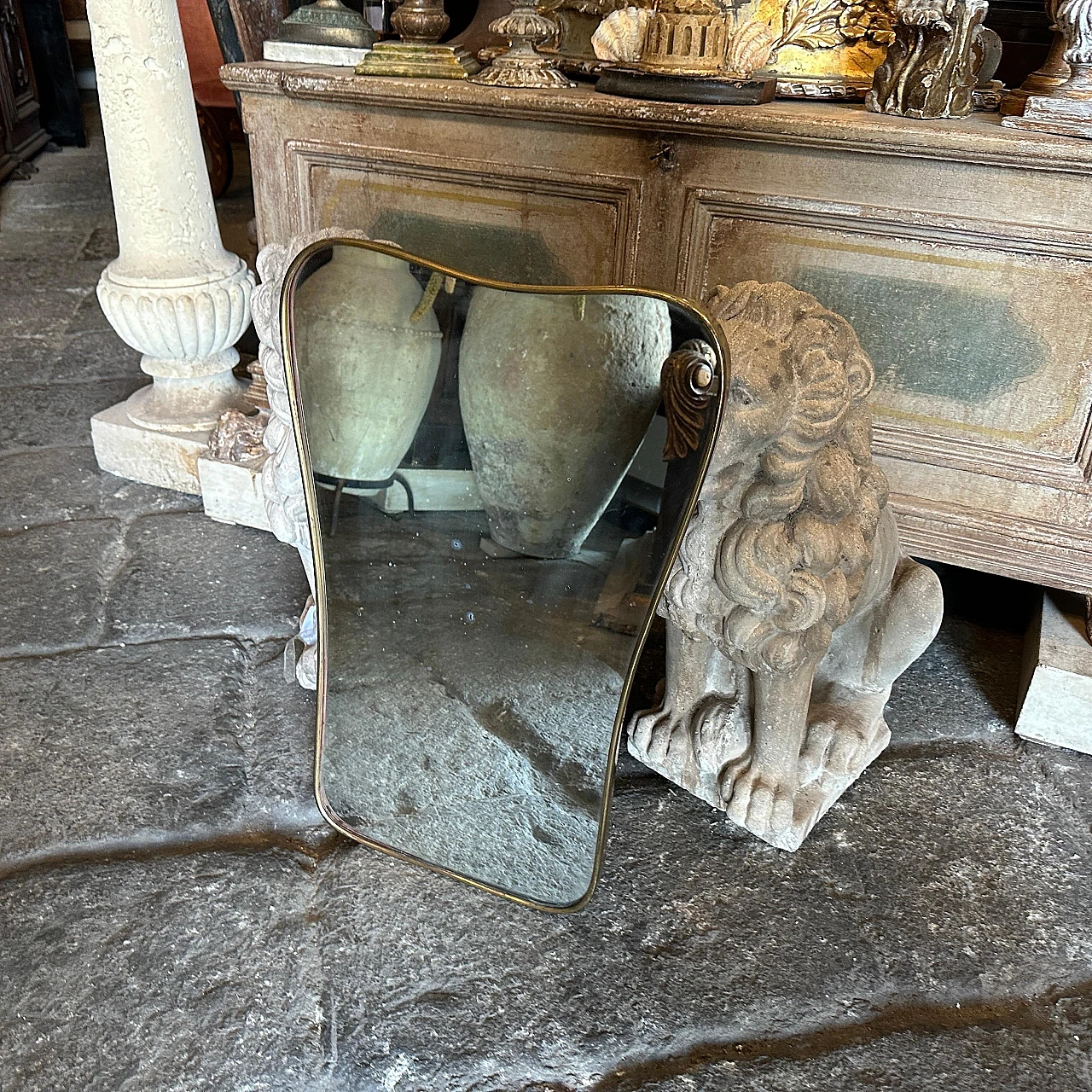 Specchio da parete in ottone attribuito a Gio Ponti, anni '50 7