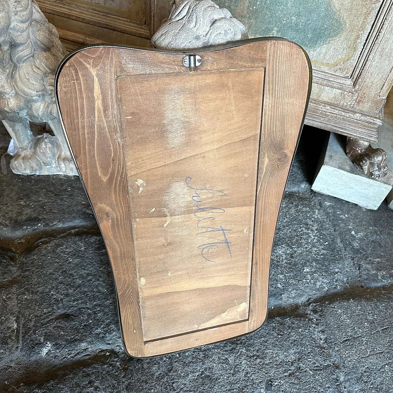 Specchio da parete in ottone attribuito a Gio Ponti, anni '50 12