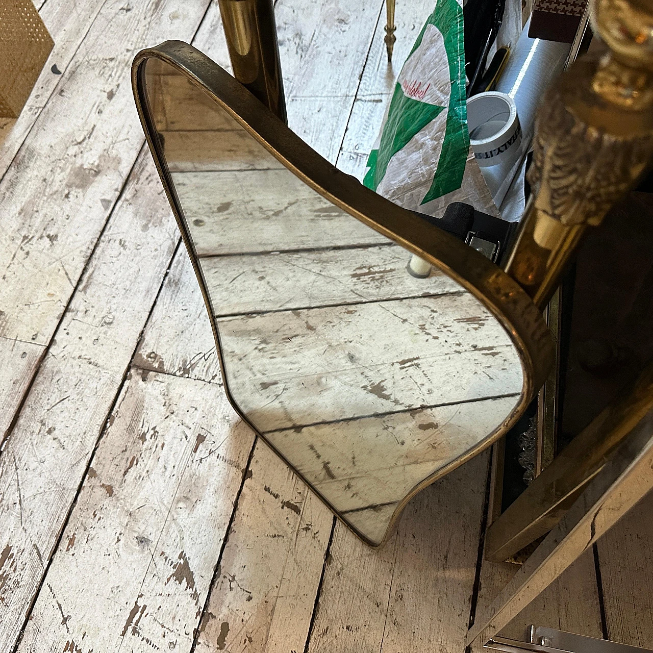 Specchio da parete in ottone attribuito a Gio Ponti, anni '50 13